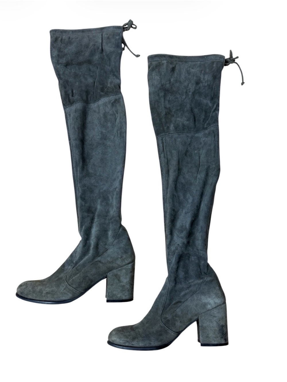 Stuart Weitzman Over-the-Knee Suede Block Heel Boots - Gray